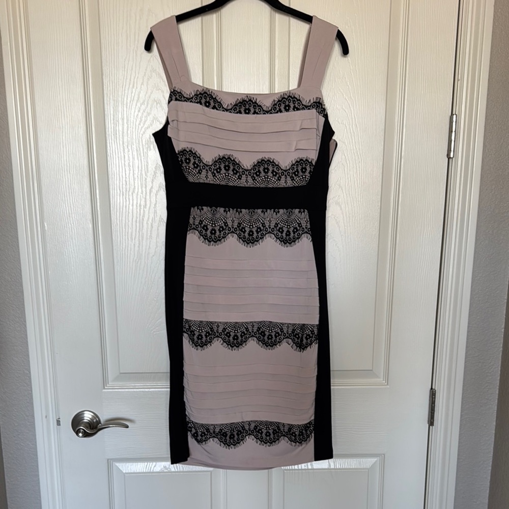 Jax Lace Accent Midi Dress - Black and Cream